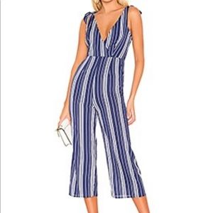 Juniper Tie Jumpsuit in Blue & White